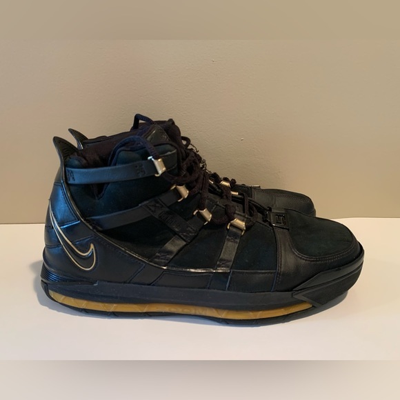 Nike Air Zoom LEBRON‎ 3 III 2005 Black Gold Size 11 #312147-006 - Picture 4 of 8